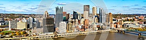 Panorama of Downtown Pittsburgh with the Monongahela River in Pennsylvania