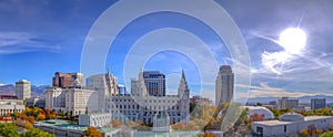 Panorama of downtown Salt Lake City from roof