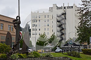 Panorama of Dowtown Astoria at the Columbia River, Oregon photo