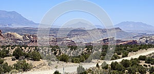 Panorama of the dramatic landscape along Burr Trail Road in the Grand Staircase-Escalante National Monument, Utah, USA