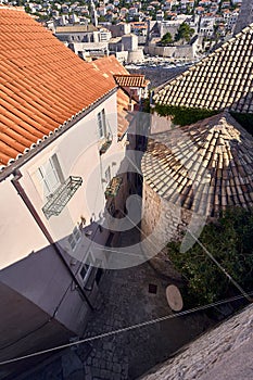 Panorama Dubrovnik Old Town roofs . Europe, Croatia .