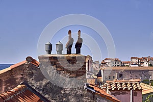 Panorama Dubrovnik Old Town roofs . Europe, Croatia .