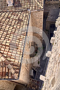 Panorama Dubrovnik Old Town roofs . Europe, Croatia .
