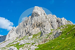 Panorama of Durmitor National park dominated by Bobotuv Kuk moun