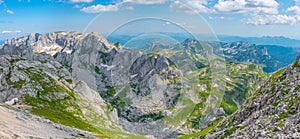 Panorama of Durmitor National park dominated by Bobotuv Kuk moun