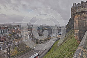 Panorama of Edinburgh seen from Edinburgh Castle