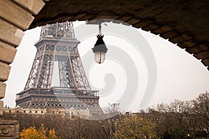 Panorama on the Eiffel Tower from Bir Hakeim bridge in Paris