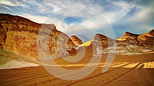 Panorama of El-Agabat valley in White desert, Sahara, Egypt