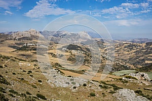 Panorama from El Torcal Nature Park in Antequera, Malaga, Spain.