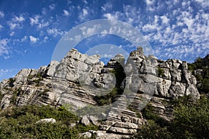Panorama from El Torcal Nature Park in Antequera, Malaga, Spain.