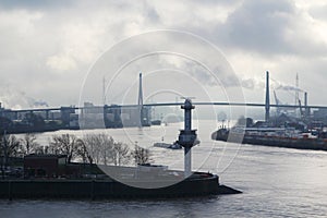 View to Hamburg port from Docklands