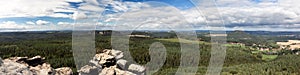 Panorama of the Elbe Sandstone mountain range with table mountains