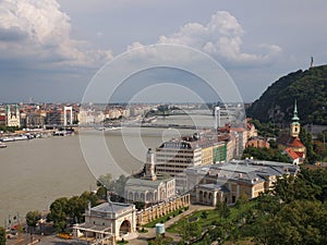 Panorama with Elisabeth Bridge and Budapest, Hungary