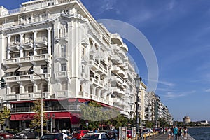 Panorama of embankment of city of Thessaloniki, Greece