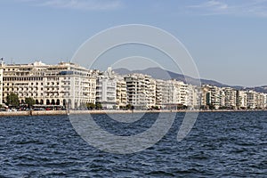 Panorama of embankment of city of Thessaloniki, Greece