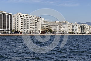 Panorama of embankment of city of Thessaloniki, Greece