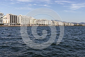 Panorama of embankment of city of Thessaloniki, Greece