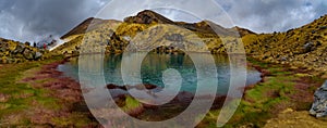 Panorama of Emerald Lakes at Tongariro National Park