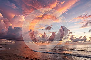 Panorama of evening sky with clouds
