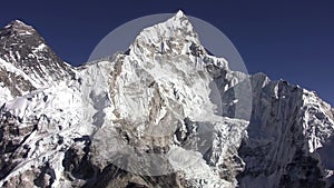 Panorama of Everest, Lhotse wall and Nuptse Peak.