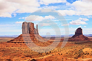 Panorama with famous Buttes of Monument Valley from Arizona, USA.