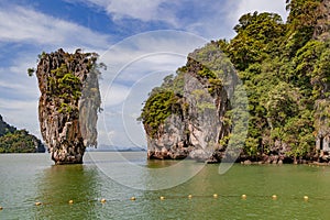 Panorama of famous James Bond island near Phuket in Thailand.