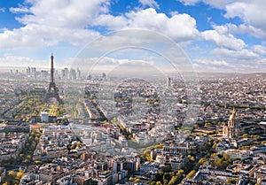 Panorama of Paris with Eiffel Tower in France