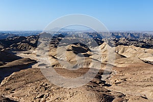 Panorama of fantrastic Namibia moonscape