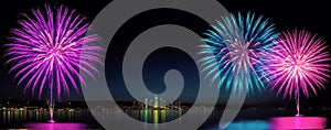 Panorama of Fireworks, Copy Space for Your Message, AI Generated