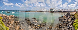 Panorama of the fishing village of Orzola in Lanzarote, Canary islands, Spain