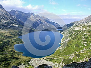 Panorama of the Five Polish Lakes Valley in Poland.