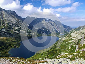 Panorama of the Five Polish Lakes Valley in Poland.