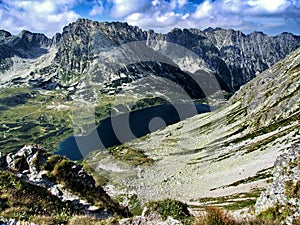 Panorama of the Five Polish Lakes Valley in Poland.