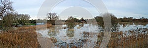 Panorama of flooding around the river Ouse.