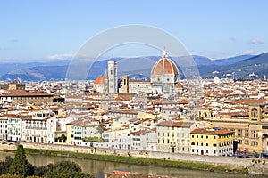 Panorama of Florence and Cathedral of Santa Maria del Fiore, historic centre of Florence, Italy, cityscape, old town