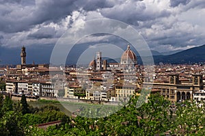 Panorama of Florence with dramatic sky before a storm