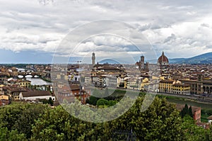 Panorama of Florence with dramatic sky before a storm
