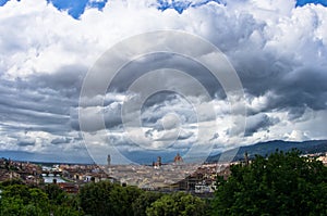 Panorama of Florence with dramatic sky before a storm