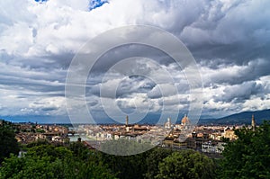 Panorama of Florence with dramatic sky before a storm