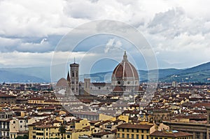Panorama of Florence with dramatic sky before a storm