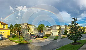 Panorama of Florida house and rainbow