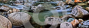 Panorama of a Flowing Alpine Stream