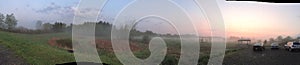 Panorama of fog over marshy land