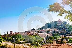 Panorama of Forcalquier town, Provence France Europe