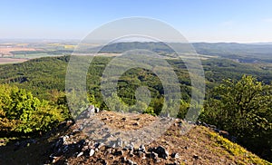 Panorama of forest and mountain in Carpathian with sun, Slovakia