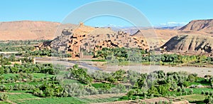 Panorama of fortified city in Morocco