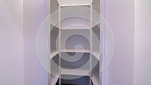 Panorama frame Empty interior of a walk-in wardrobe interior