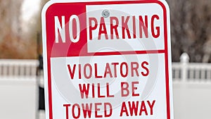 Panorama frame No Parking sign with Tow Away warning