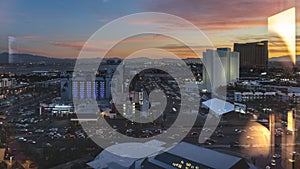 Panorama frame Sunset view of Las Vegas with colorful sky