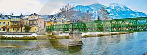 Panorama with Franz-Stelzhamer bridge, Bad Ischl, Salzkammergut, Austria